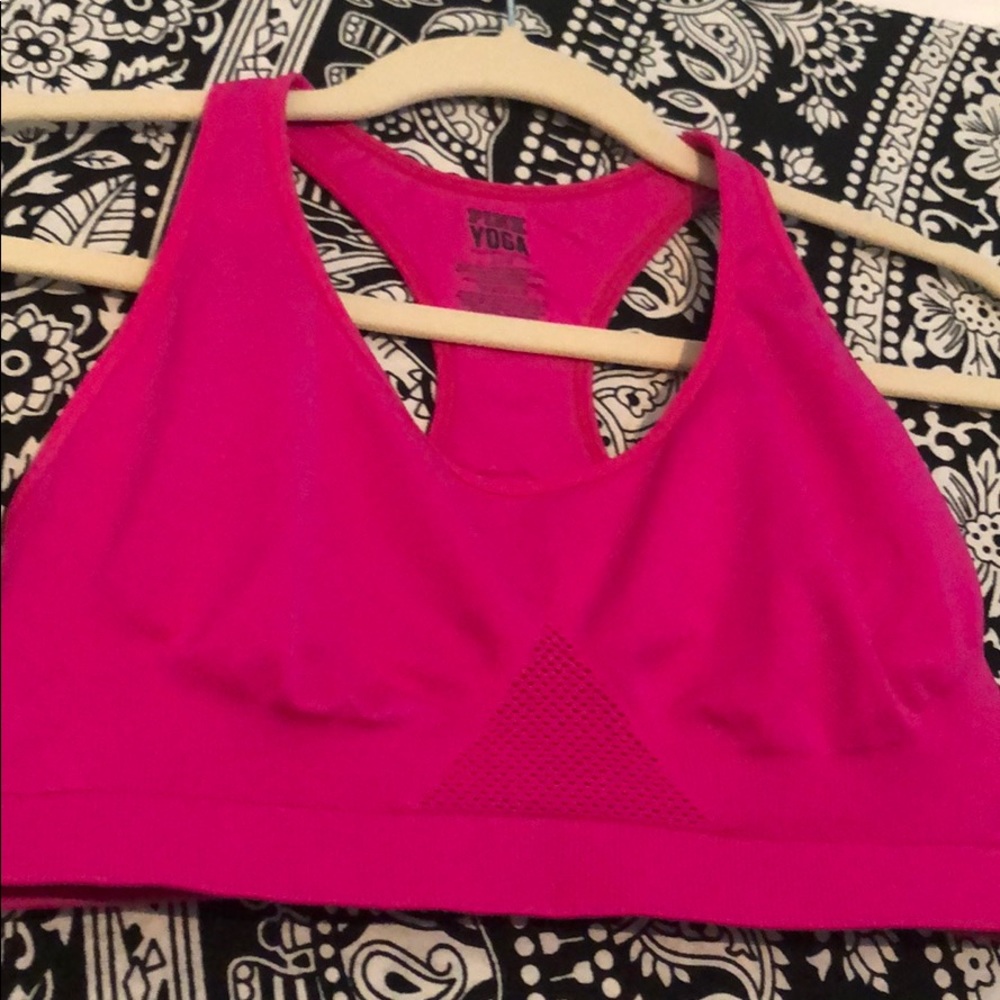 PINK VICTORIA’SECRET YOGA FUCHSIA SPORTS BRA - Picture 3 of 9